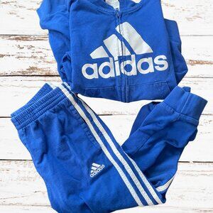 Adidas Blue Hooded French Terry Jacket and Jogger Pants, Boys Size 6
